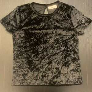Hollister Black Crushed Velvet Women's Keyhole Top Sz Med